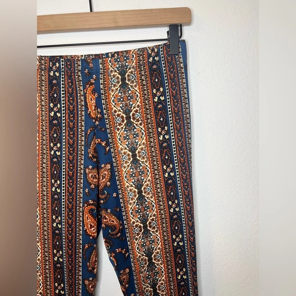 Windsor Printed Flare Pants Blue and Orange Boot Cut - Picture 2 of 6